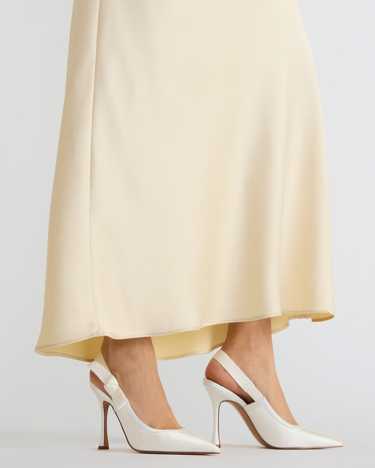 BRI White Satin Slingback Pump Women's Heel | Steve Madden