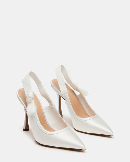 BRI White Satin Slingback Pump Women's Heel | Steve Madden