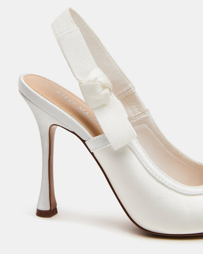 BRI White Satin Slingback Pump Women's Heel | Steve Madden