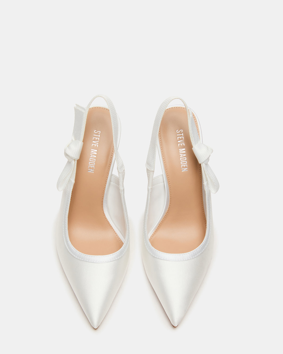 BRI White Satin Slingback Pump Women's Heel | Steve Madden