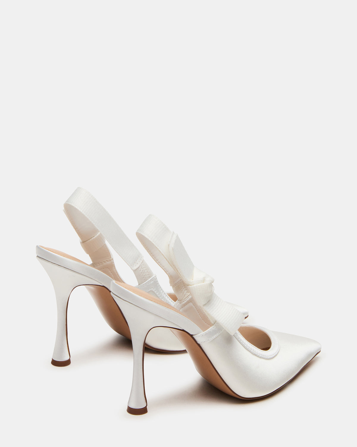BRI White Satin Slingback Pump Women's Heel | Steve Madden