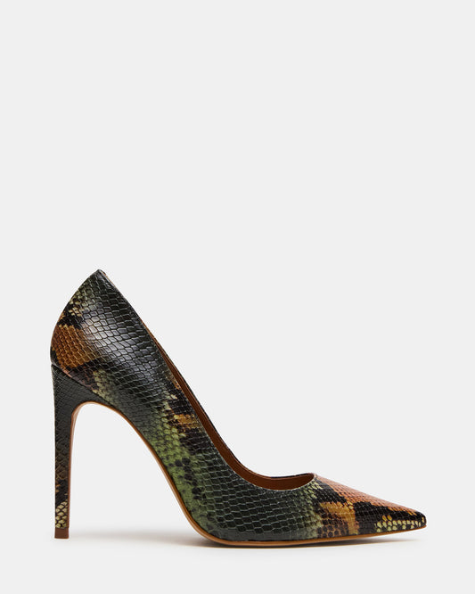 NOIR Green Snake Pointed-Toe Stiletto Pump Women's Heels | Steve Madden