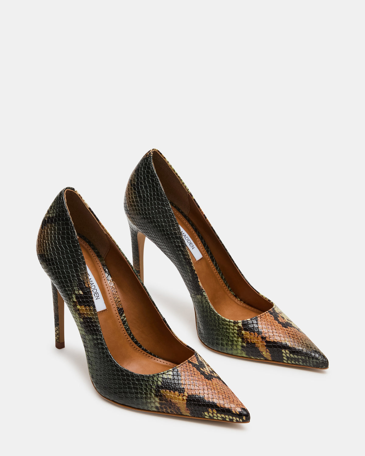 NOIR Green Snake Pointed-Toe Stiletto Pump Women's Heels | Steve Madden