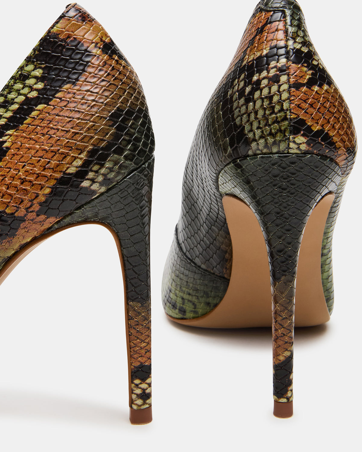 NOIR Green Snake Pointed-Toe Stiletto Pump Women's Heels | Steve Madden