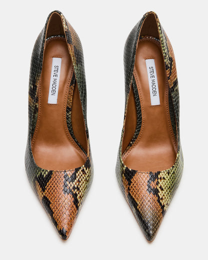 NOIR Green Snake Pointed-Toe Stiletto Pump Women's Heels | Steve Madden