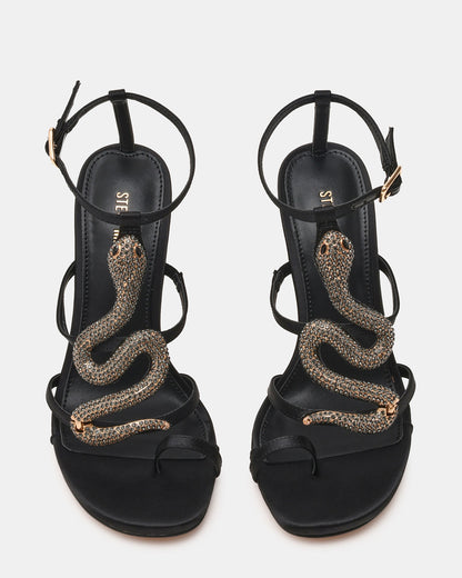 PYTHON Black Rhinestone Snake Stiletto Strappy Women's Heel | Steve Madden