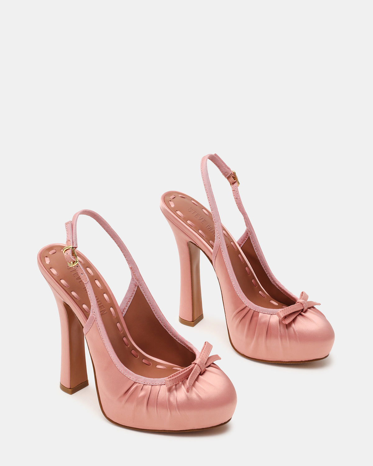 SOFIE Blush Satin Bow Slingback Platform Women's Heel | Steve Madden