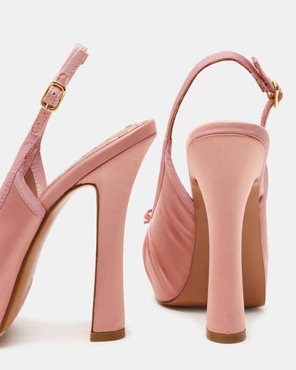 SOFIE Blush Satin Bow Slingback Platform Women's Heel | Steve Madden