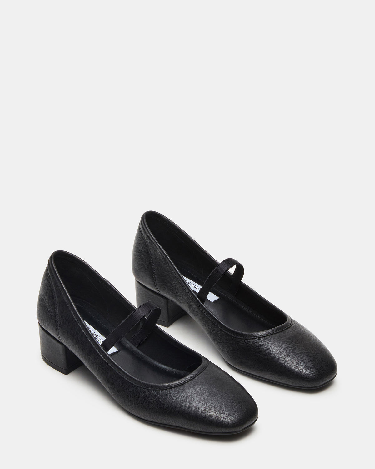 MURAL Black Leather Mary Jane Block Heel Square-Toe Women's Heel | Steve Madden