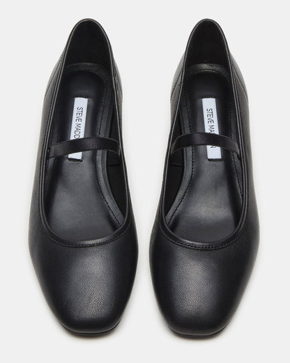 MURAL Black Leather Mary Jane Block Heel Square-Toe Women's Heel | Steve Madden
