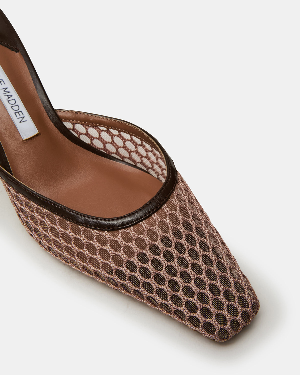ALYSE Mocha Mesh Square-Toe Mule Women's Kitten Heel | Steve Madden