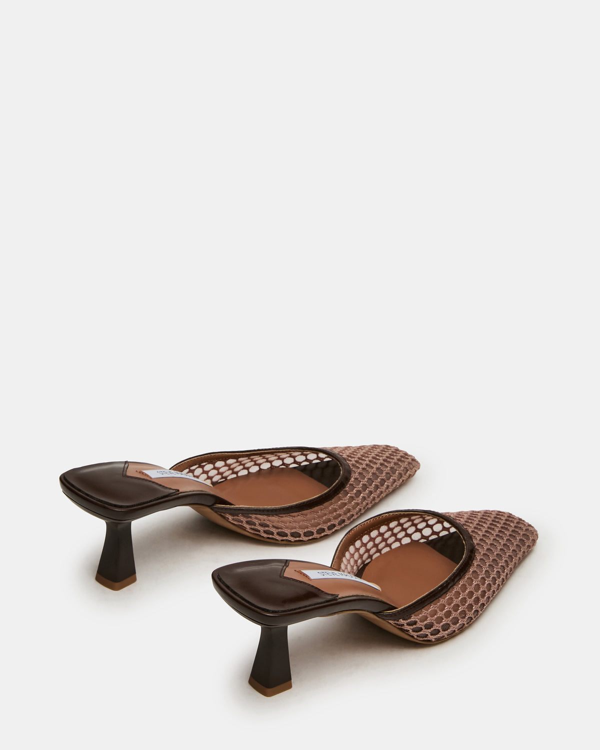 ALYSE Mocha Mesh Square-Toe Mule Women's Kitten Heel | Steve Madden