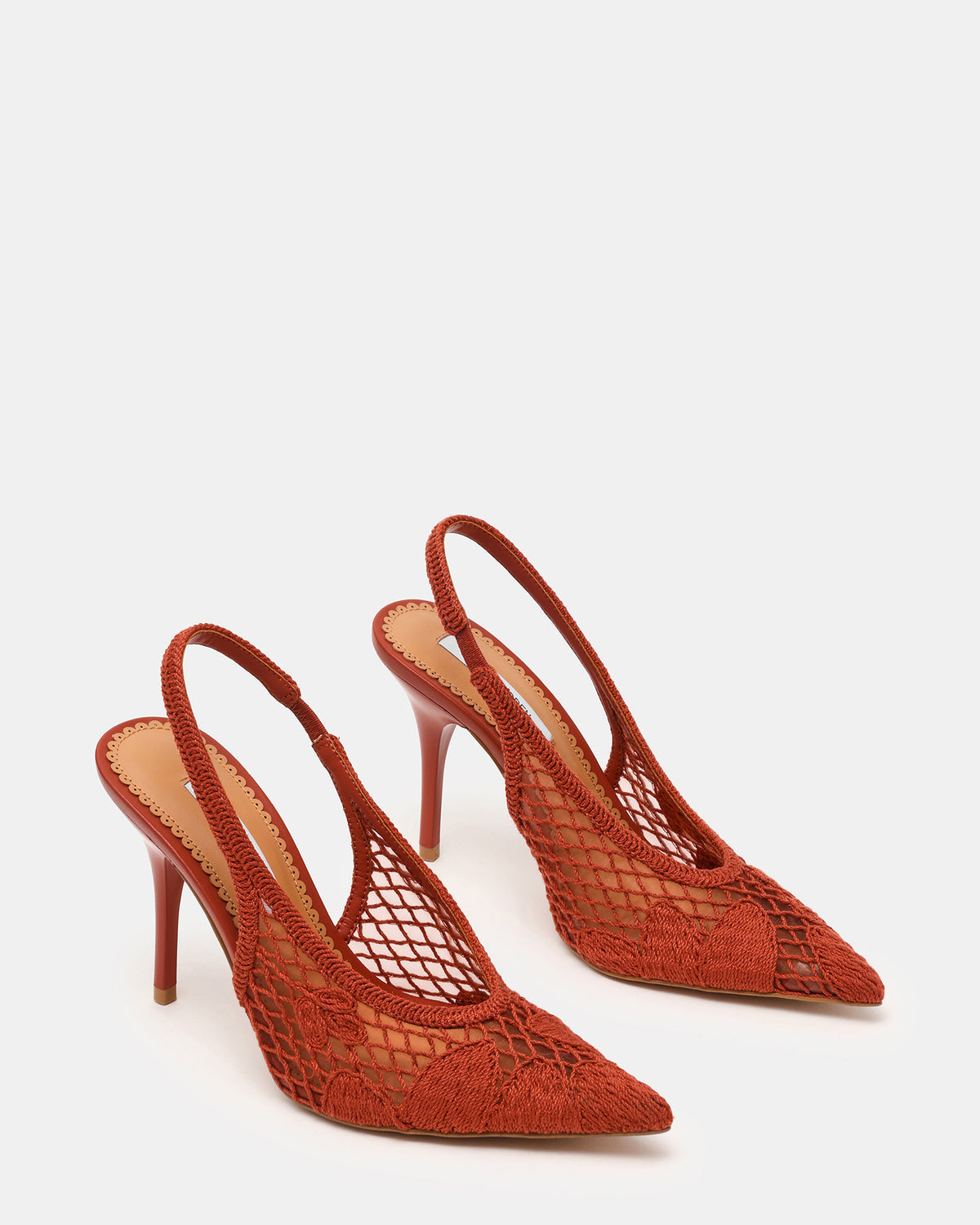 ANDROMEDA Crochet Terracotta Slingback Pointed-Toe Stiletto Pump Women's Heel | Steve Madden