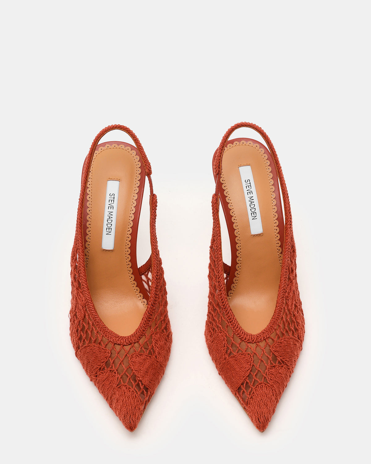 ANDROMEDA Crochet Terracotta Slingback Pointed-Toe Stiletto Pump Women's Heel | Steve Madden