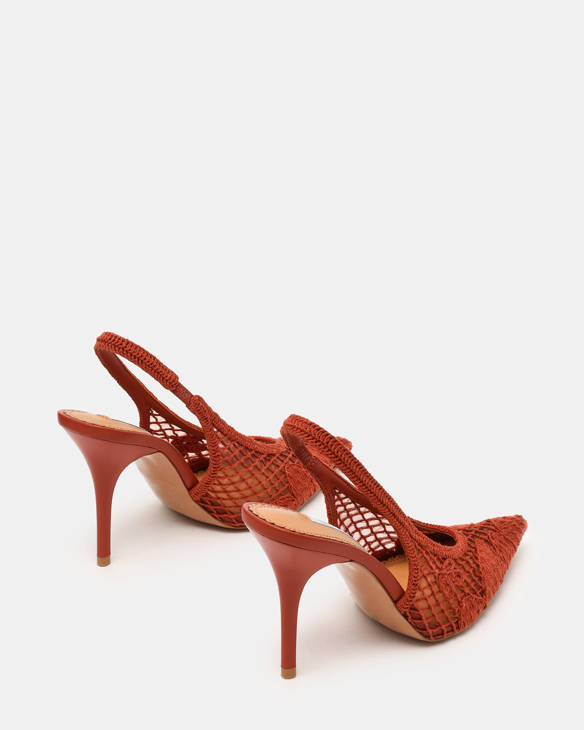 ANDROMEDA Crochet Terracotta Slingback Pointed-Toe Stiletto Pump Women's Heel | Steve Madden