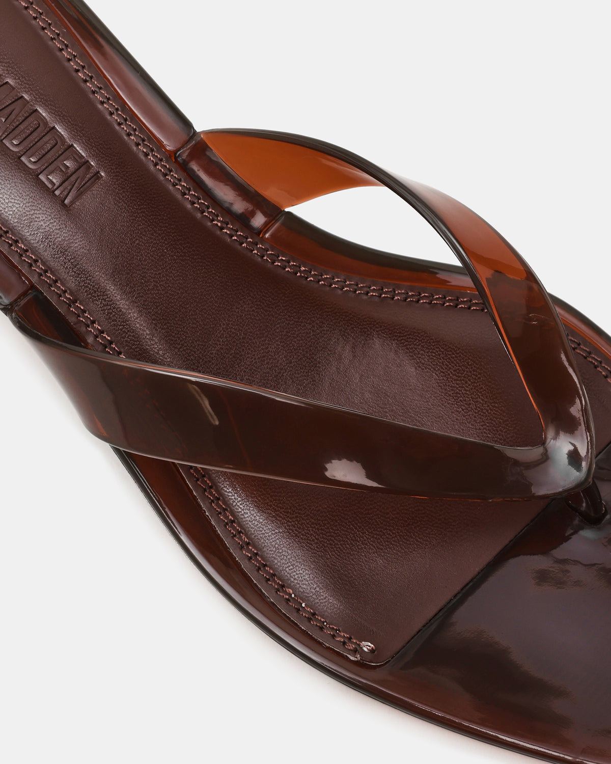 TRACIE Jelly Dark Brown Thong Strap Women's Kitten Heel | Steve Madden