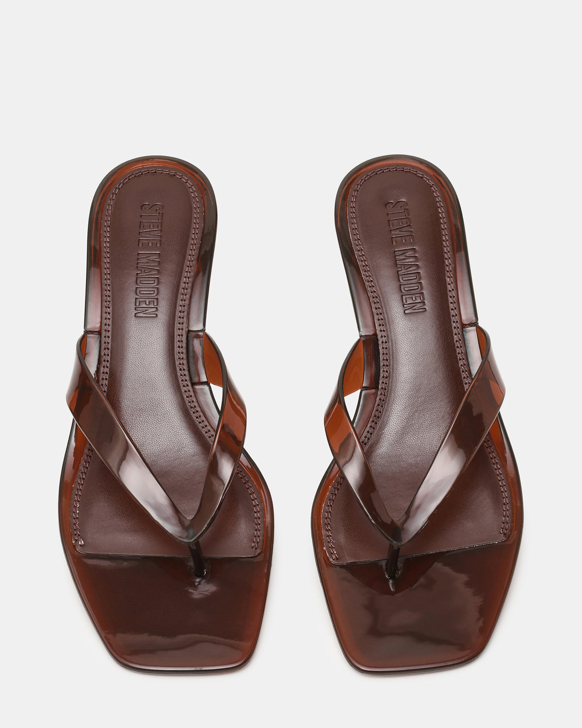 TRACIE Jelly Dark Brown Thong Strap Women's Kitten Heel | Steve Madden