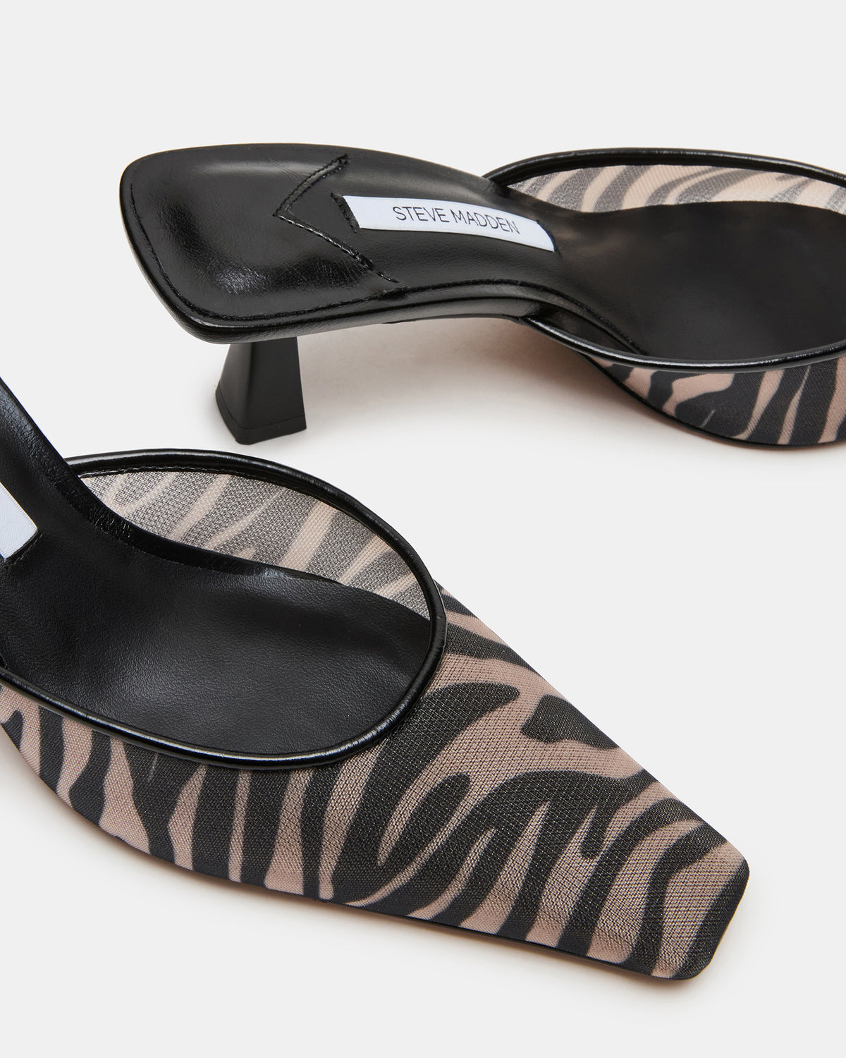 ALYSE Zebra Mesh Square-Toe Mule Women's Kitten Heel | Steve Madden
