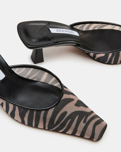 ALYSE Zebra Mesh Square-Toe Mule Women's Kitten Heel | Steve Madden