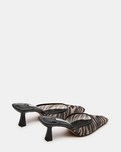 ALYSE Zebra Mesh Square-Toe Mule Women's Kitten Heel | Steve Madden