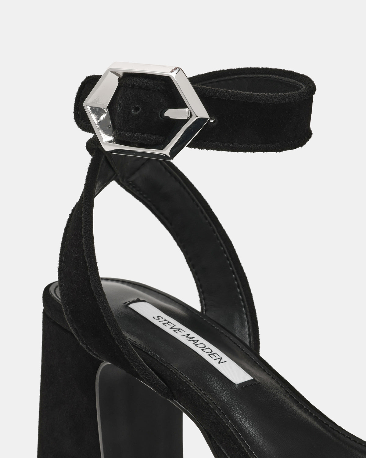 ELIDA Black Suede Ankle Strap Platform Women's Block Heel | Steve Madden