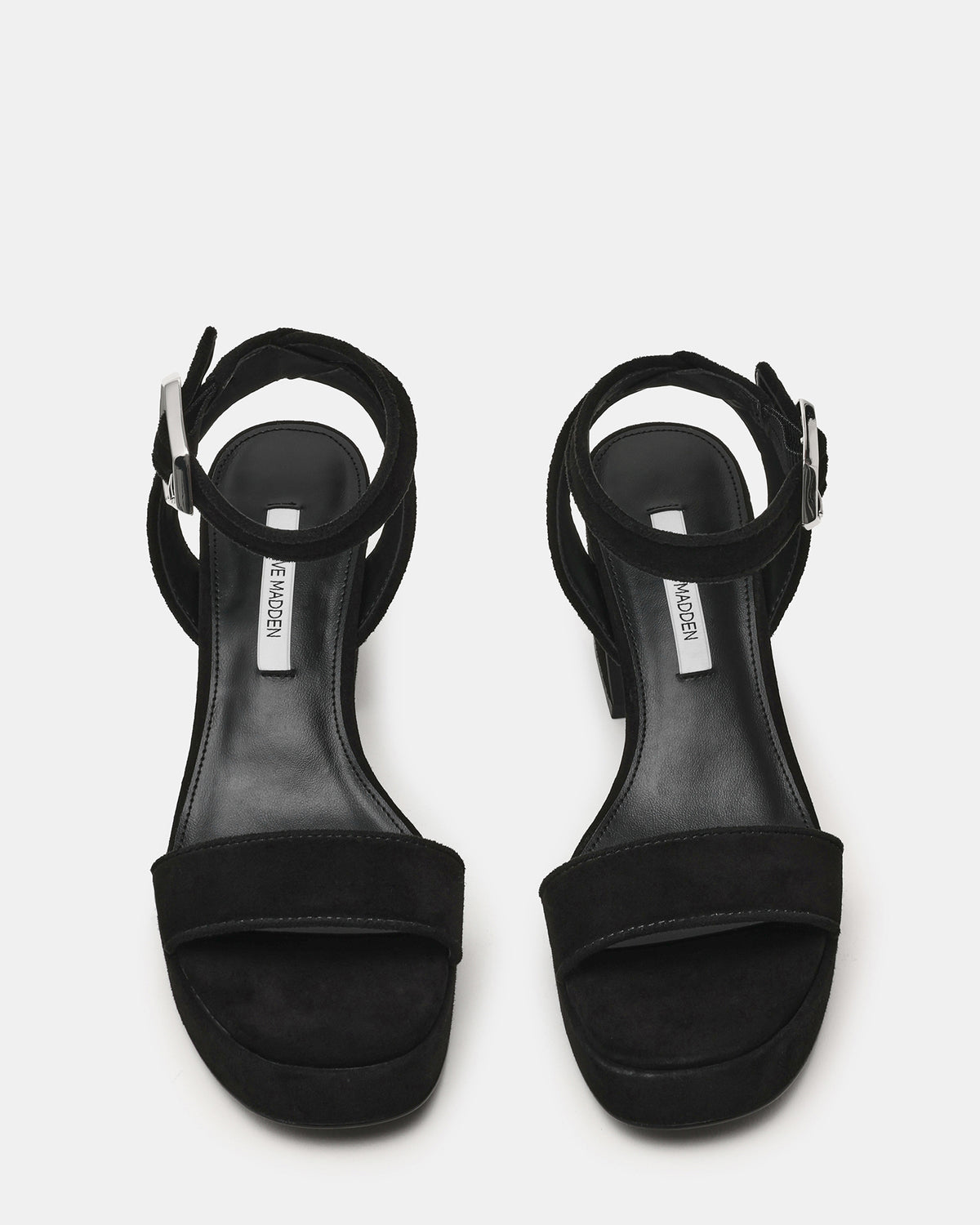 ELIDA Black Suede Ankle Strap Platform Women's Block Heel | Steve Madden