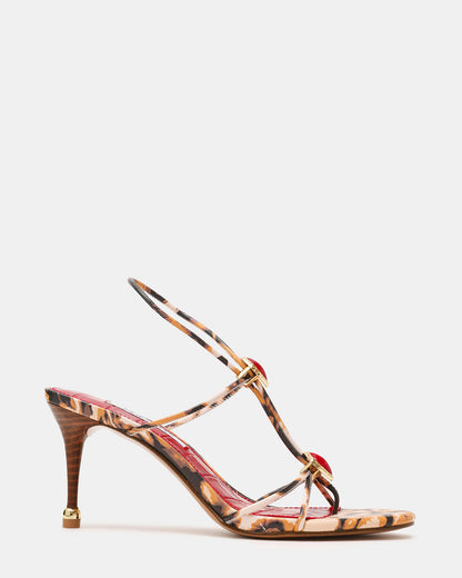 RAMOS-STONE RED/BROWN PRINT Strappy Stiletto Women's Heel | Steve Madden