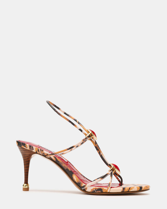 RAMOS-STONE RED/BROWN PRINT Strappy Stiletto Women's Heel | Steve Madden