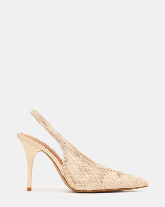 ANDROMEDA Crochet Bone Slingback Pointed-Toe Stiletto Pump Women's Heel | Steve Madden