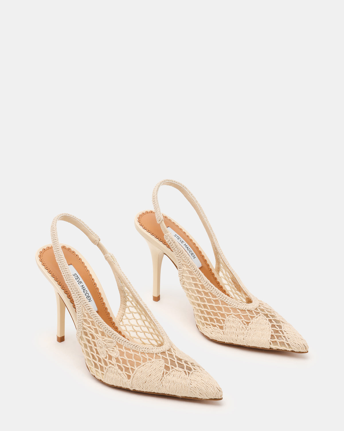 ANDROMEDA Crochet Bone Slingback Pointed-Toe Stiletto Pump Women's Heel | Steve Madden