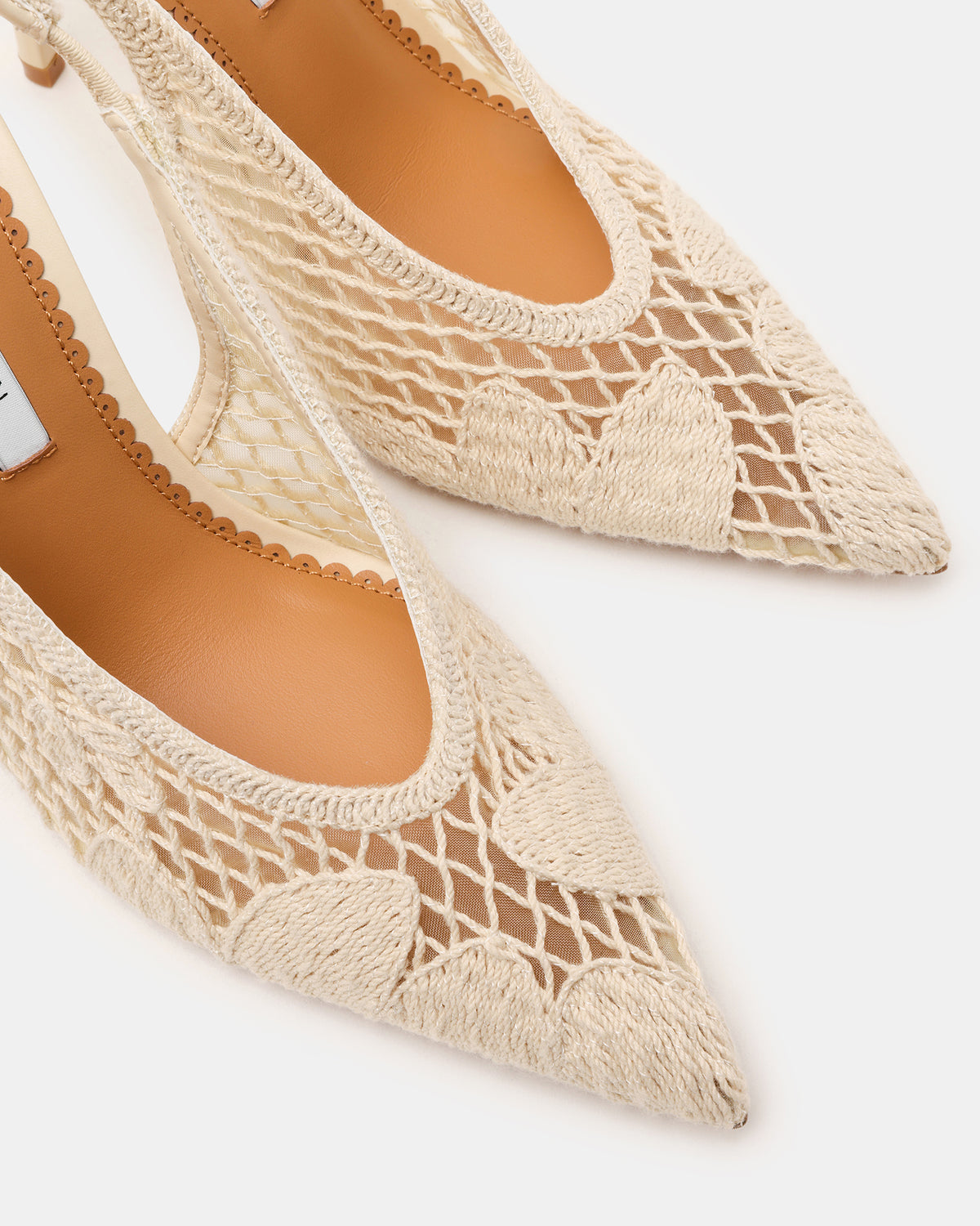 ANDROMEDA Crochet Bone Slingback Pointed-Toe Stiletto Pump Women's Heel | Steve Madden
