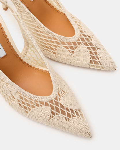 ANDROMEDA Crochet Bone Slingback Pointed-Toe Stiletto Pump Women's Heel | Steve Madden
