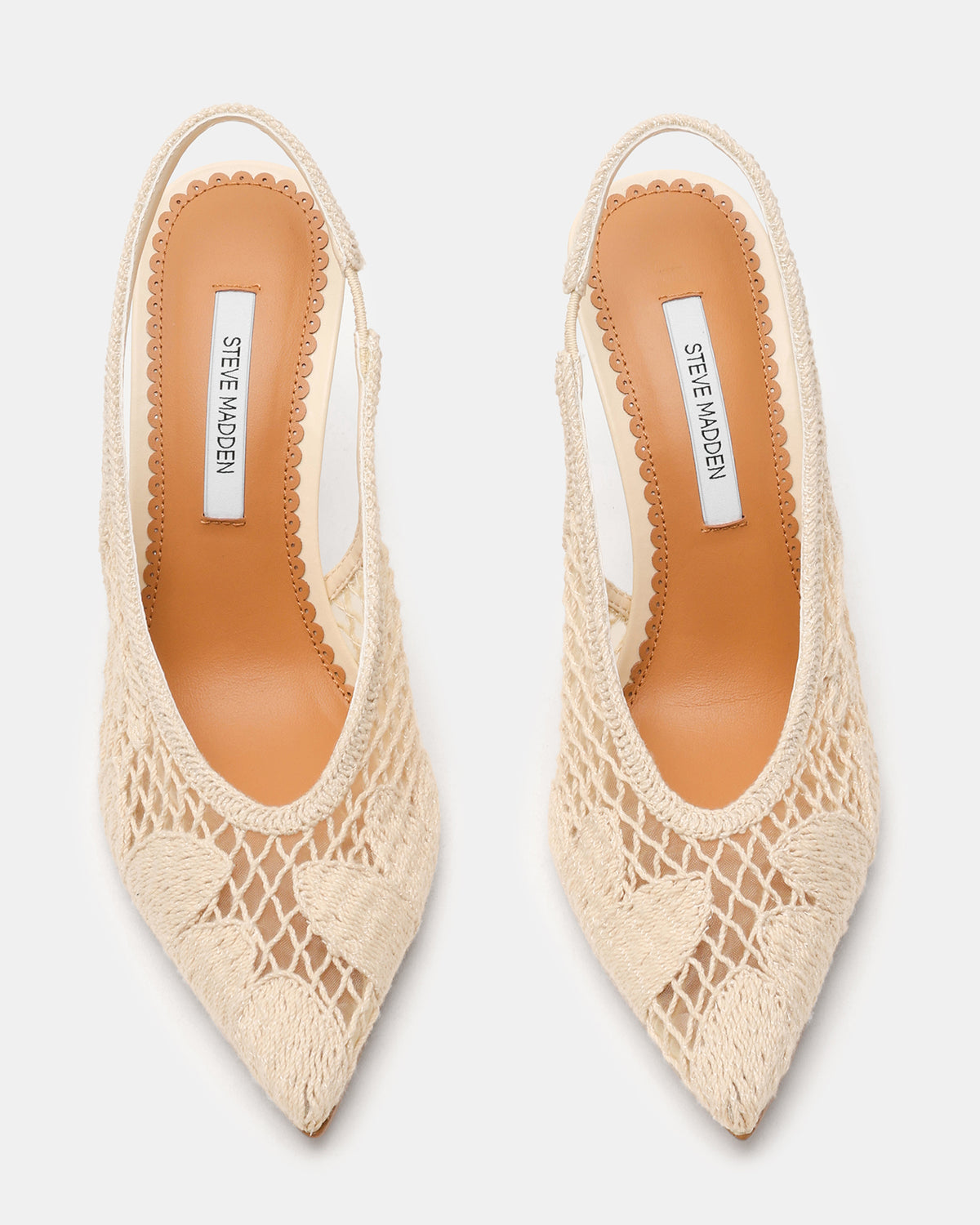 ANDROMEDA Crochet Bone Slingback Pointed-Toe Stiletto Pump Women's Heel | Steve Madden