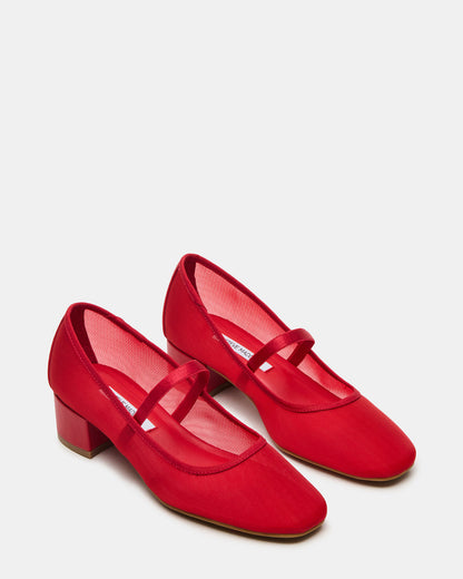 MURAL Red Mary Jane Block Heel Square-Toe Women's Heel | Steve Madden