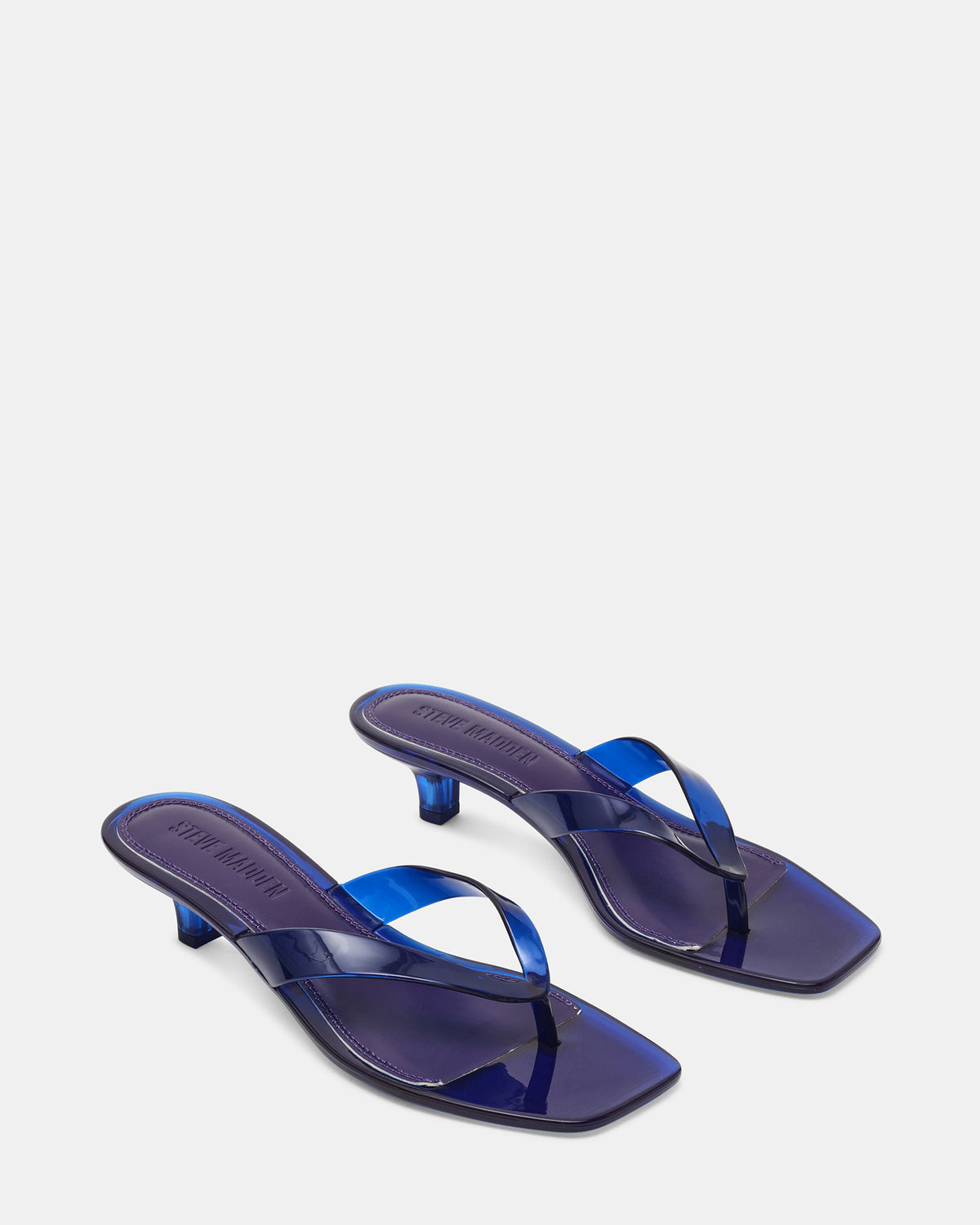 TRACIE Jelly Navy Thong Strap Women's Kitten Heel | Steve Madden