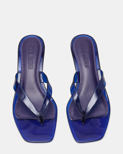 TRACIE Jelly Navy Thong Strap Women's Kitten Heel | Steve Madden