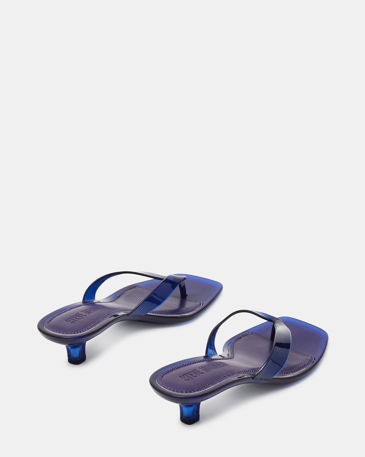 TRACIE Jelly Navy Thong Strap Women's Kitten Heel | Steve Madden