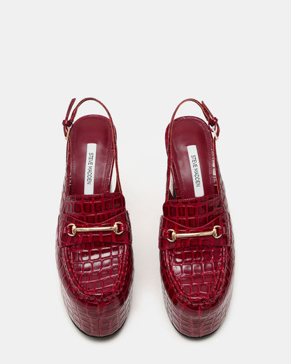 QUINN Red Crocodile Platform Slingback Women's Heel | Steve Madden