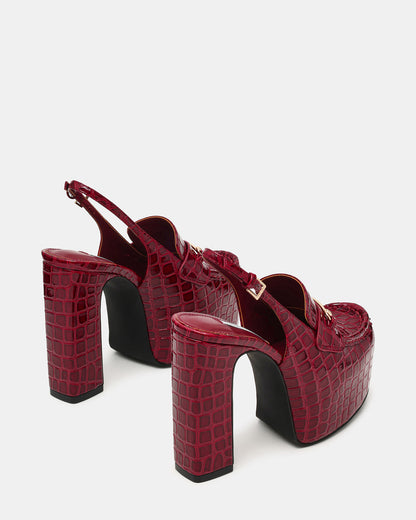 QUINN Red Crocodile Platform Slingback Women's Heel | Steve Madden