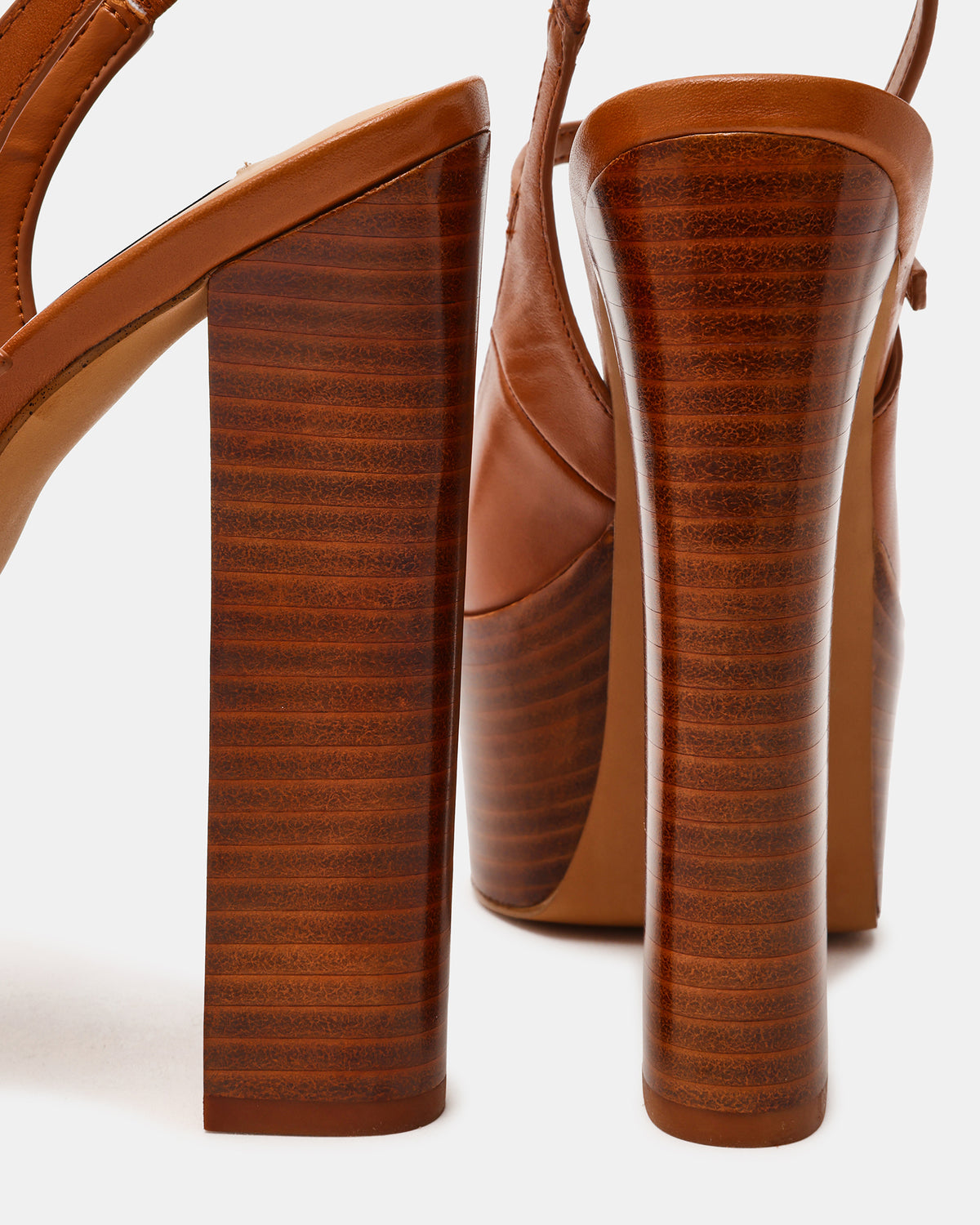 SCOTLYN Stacked Tan Leather Mary-Mary Platform Women's Block Heel | Steve Madden