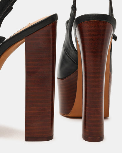 SCOTLYN Stacked Black Leather Mary-Mary Platform Women's Block Heel | Steve Madden