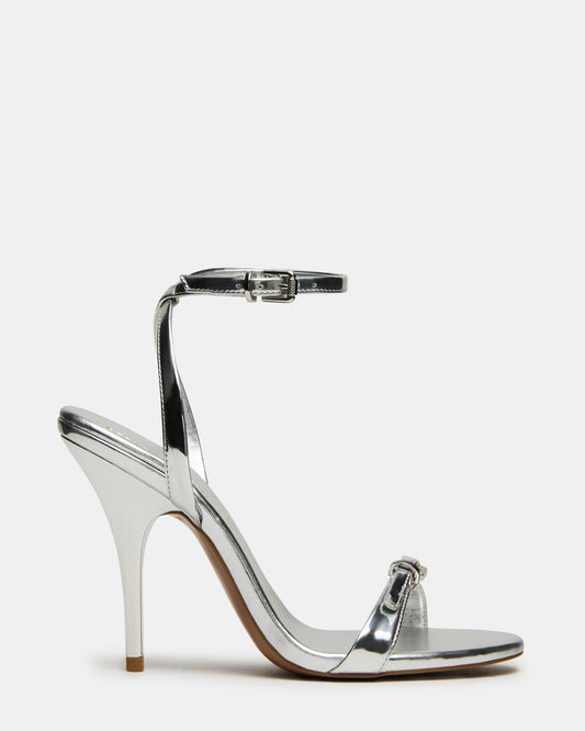 FOXX Silver Strappy Stiletto Open-Toe Women's Heel | Steve Madden