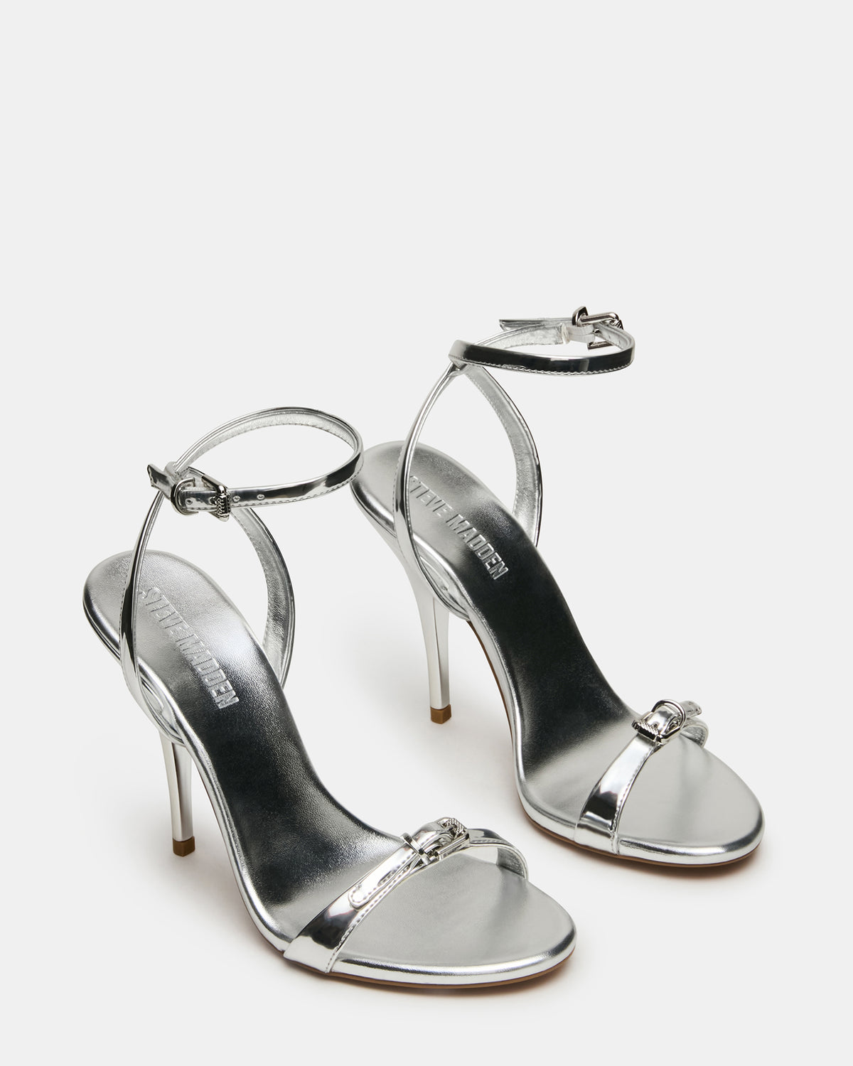 FOXX Silver Strappy Stiletto Open-Toe Women's Heel | Steve Madden
