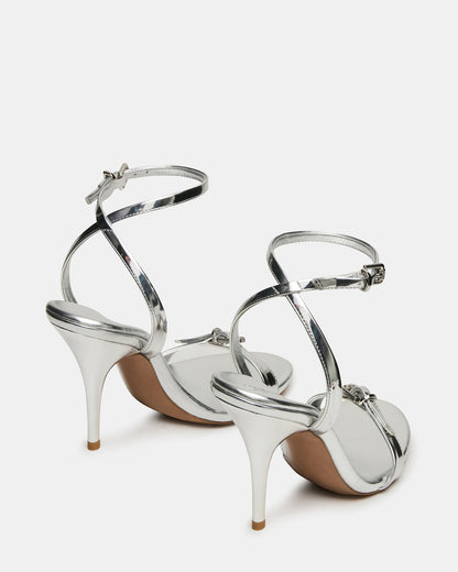 FOXX Silver Strappy Stiletto Open-Toe Women's Heel | Steve Madden