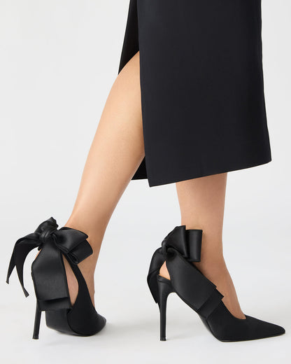 TEACUP Black Satin Women's Pointed-Toe Slingback Heel | Steve Madden