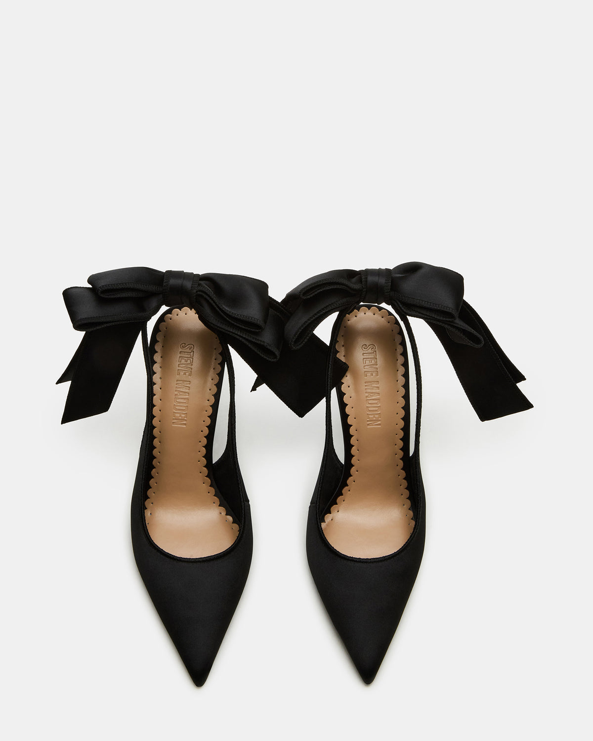 TEACUP Black Satin Women's Pointed-Toe Slingback Heel | Steve Madden
