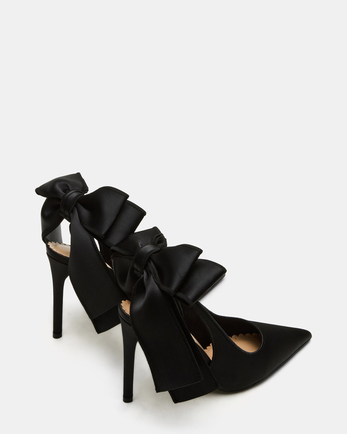 TEACUP Black Satin Women's Pointed-Toe Slingback Heel | Steve Madden