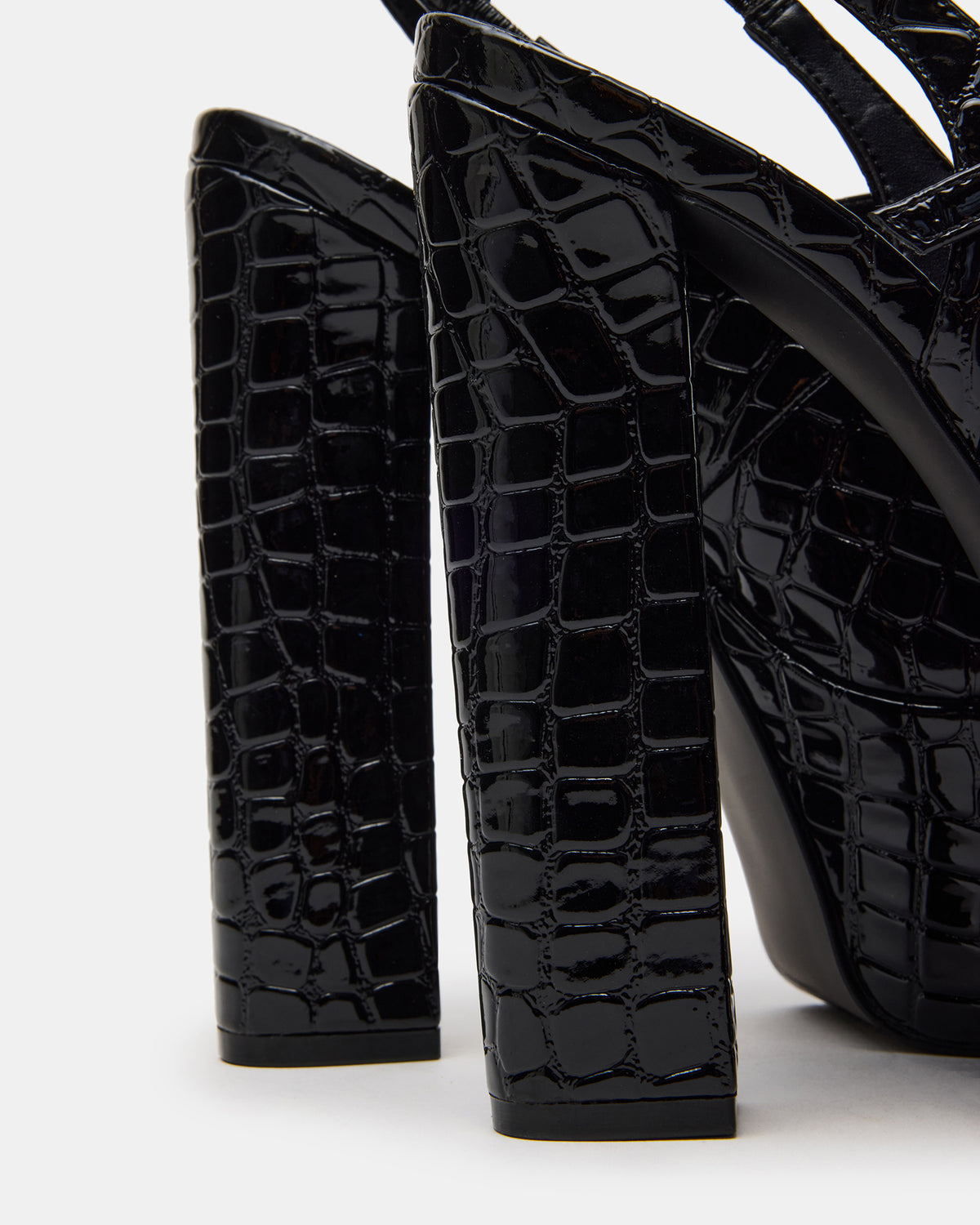 SCOTLYN Black Crocodile Women's Platform Block Heel | Steve Madden