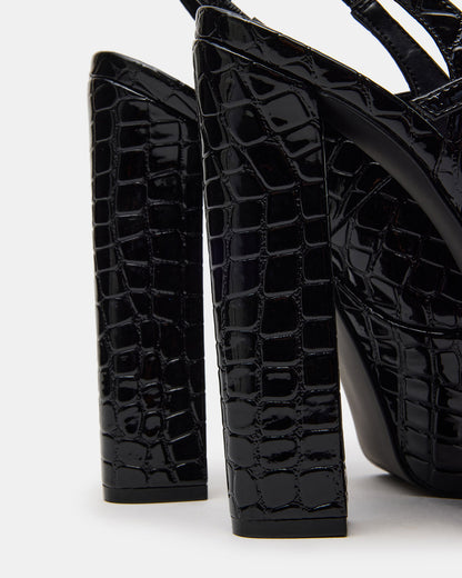 SCOTLYN Black Crocodile Women's Platform Block Heel | Steve Madden