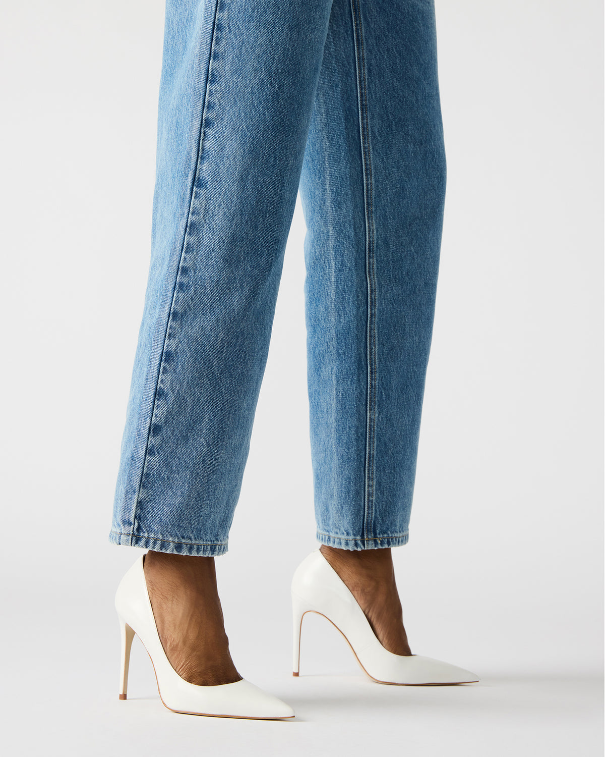 NOIR White Leather Pointed-Toe Stiletto Pump Women's Heels | Steve Madden